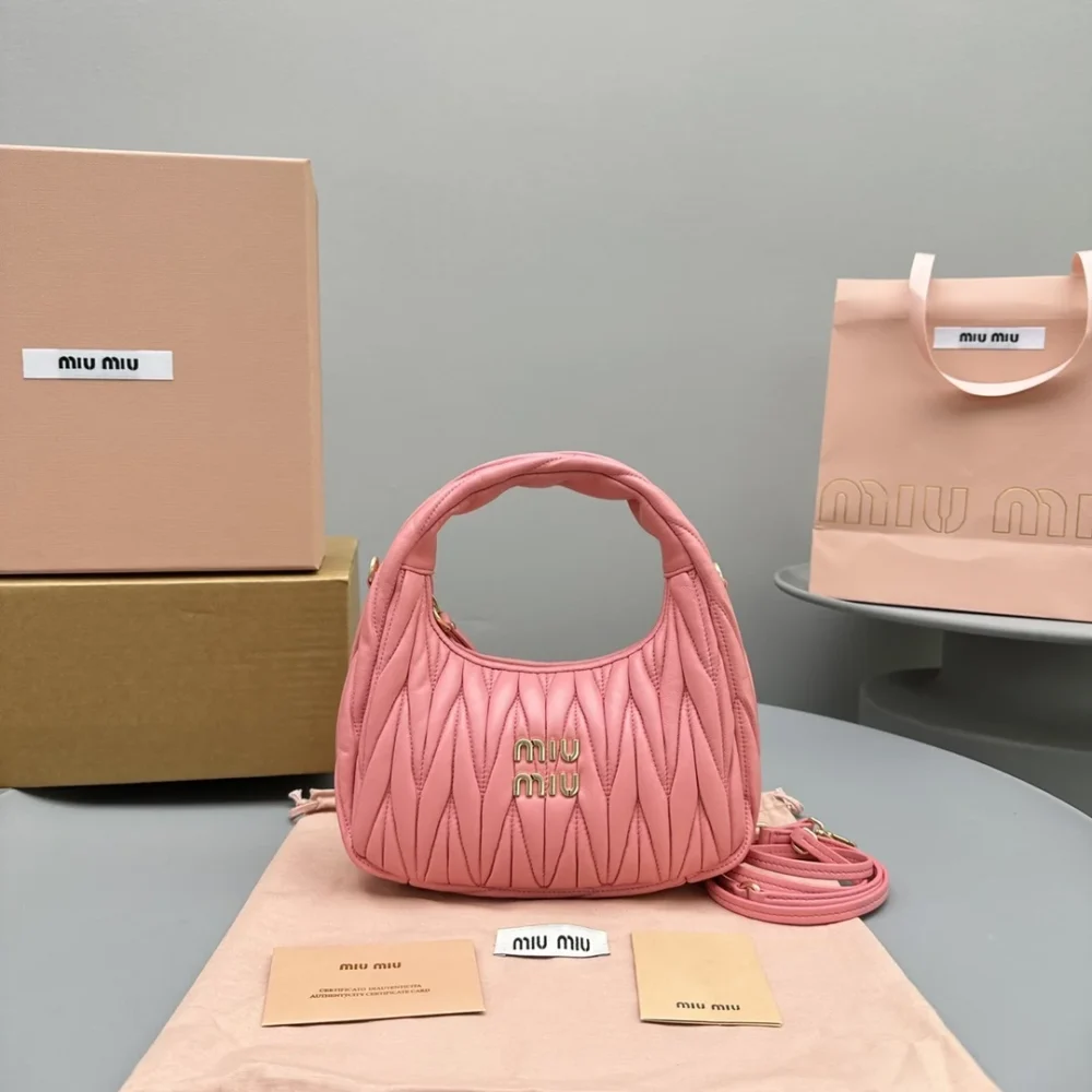 Miu Miu Wander Matelassé Nappa Leather Hobo Bag