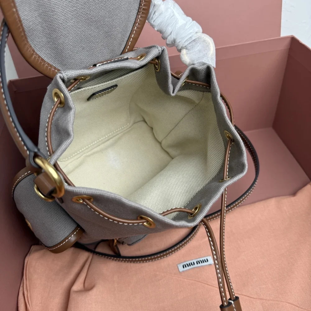 Miu Miu Canvas and Leather Backpack