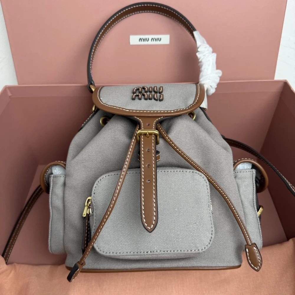 Miu Miu Canvas and Leather Backpack